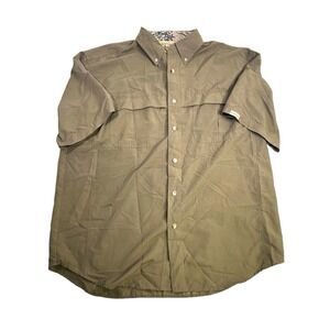 GameGuard Men's Hunting Fishing Shirt Medium Brown Short Sleeve Vented